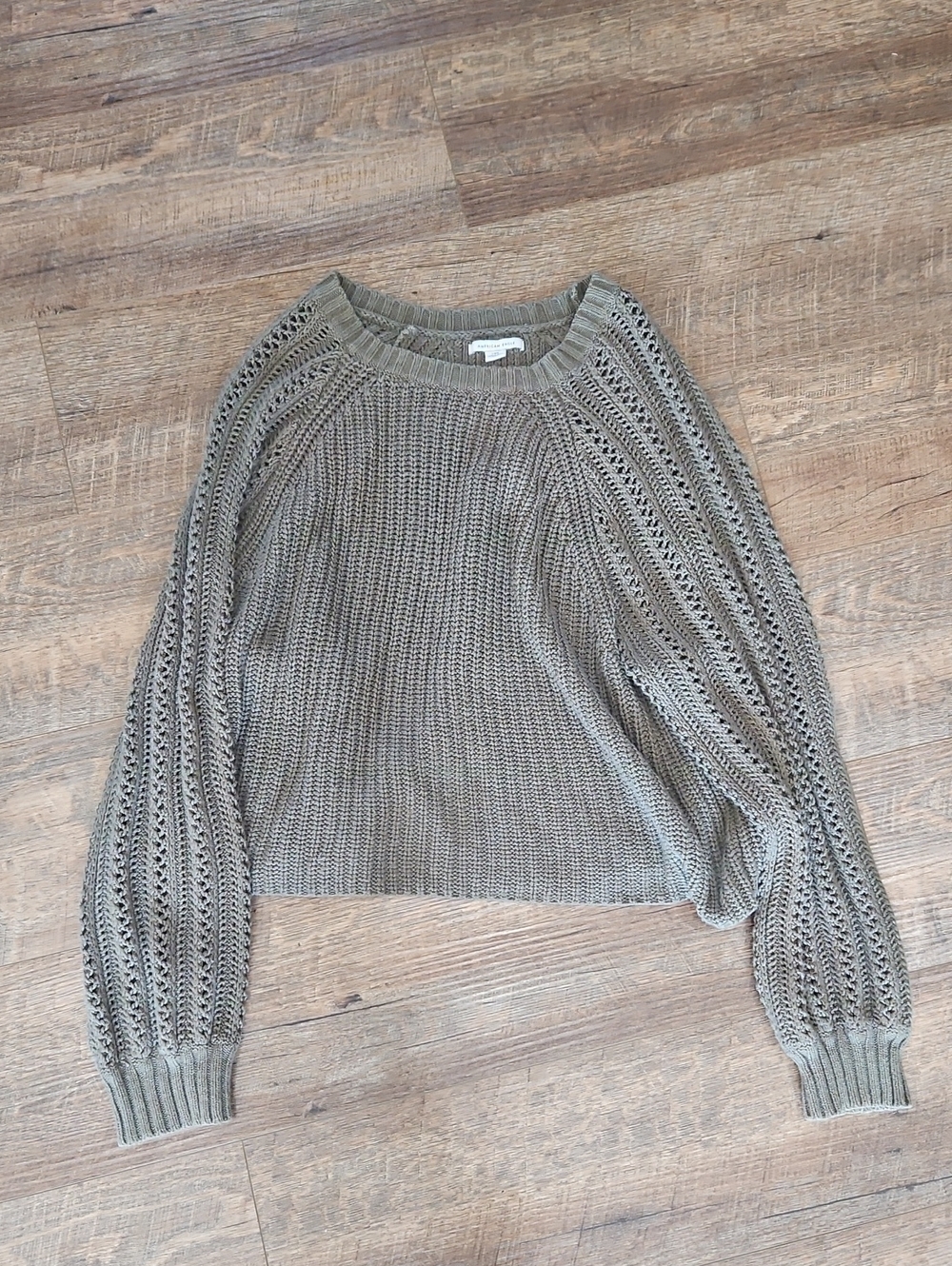 American Eagle Olive Green Ribbed Knit Women's Sweater